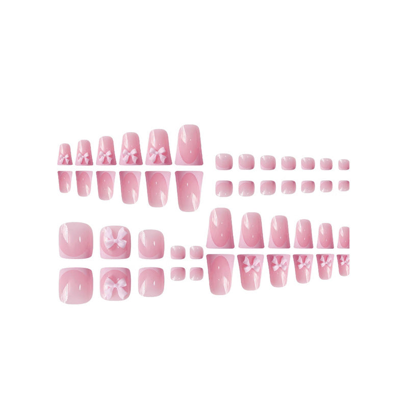 Decorative Press-On Nail Art with Bow Accents Stornfield