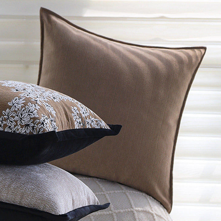 Square decorative pillowcase with grainy texture binding and velvety edged edge Stornfield