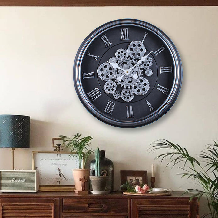 Wall clock with modern mechanical design Stornfield