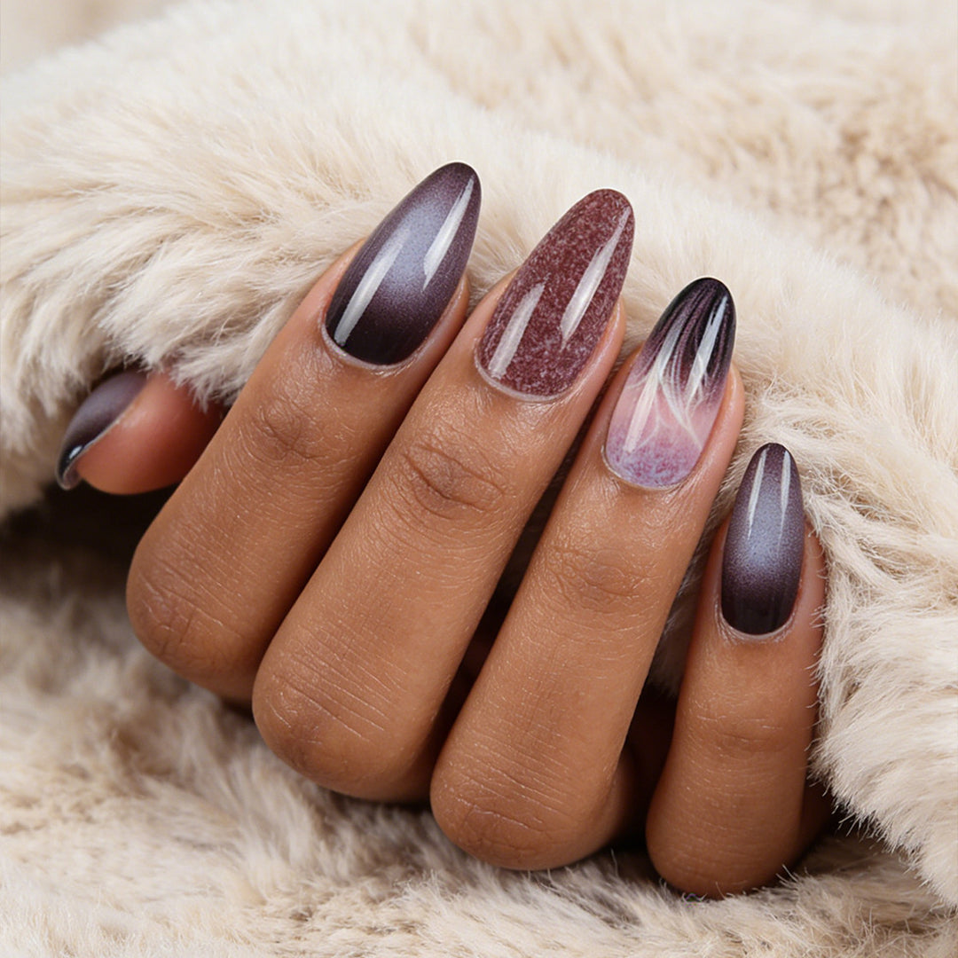 Long Stiletto Press-On Nails with Gradient and Shimmer Effect Stornfield