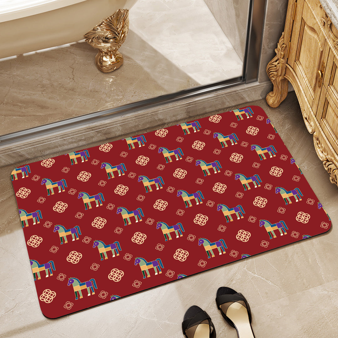 Playful Horse-Themed Memory Foam Bath Mat Stornfield