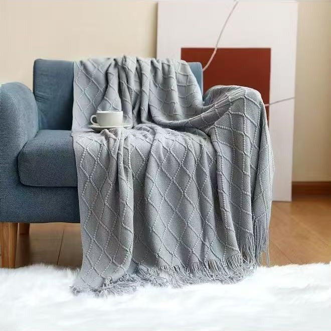 Textured Knit Decorative Throw Blanket