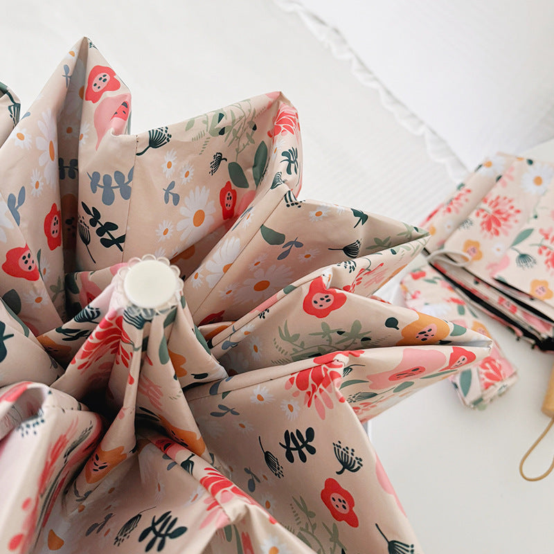 Ladies Folding Umbrella with Floral Design and Cute Details Stornfield