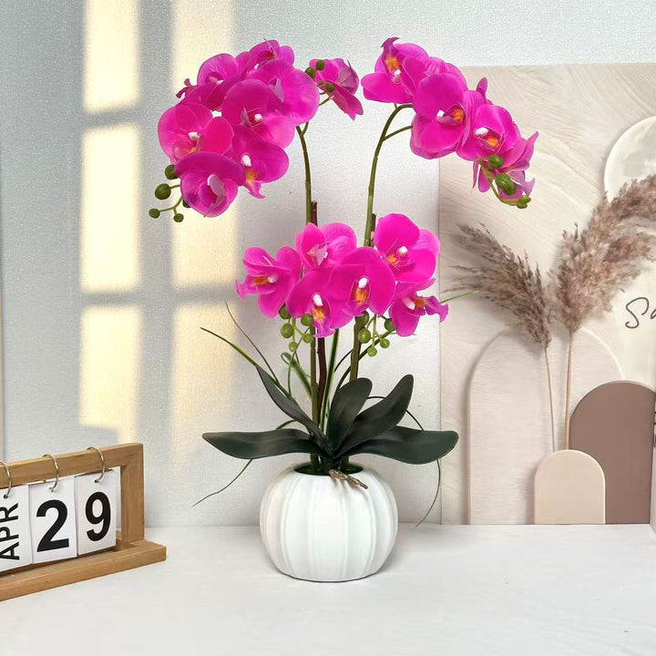 Lifelike Decorative Orchid Arrangement for Home Display
