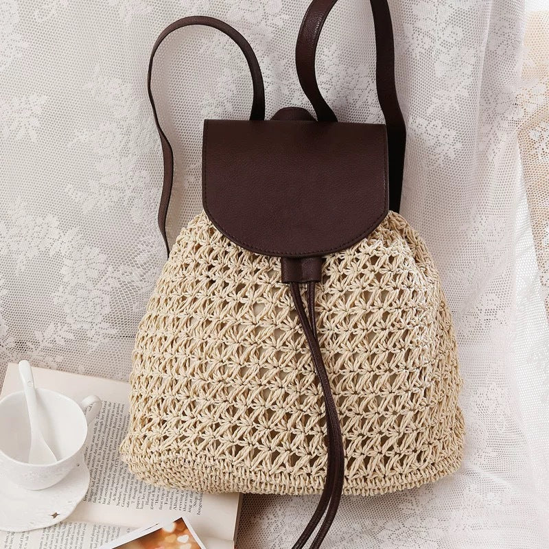 Braided shoulder bag with leather flap Stornfield