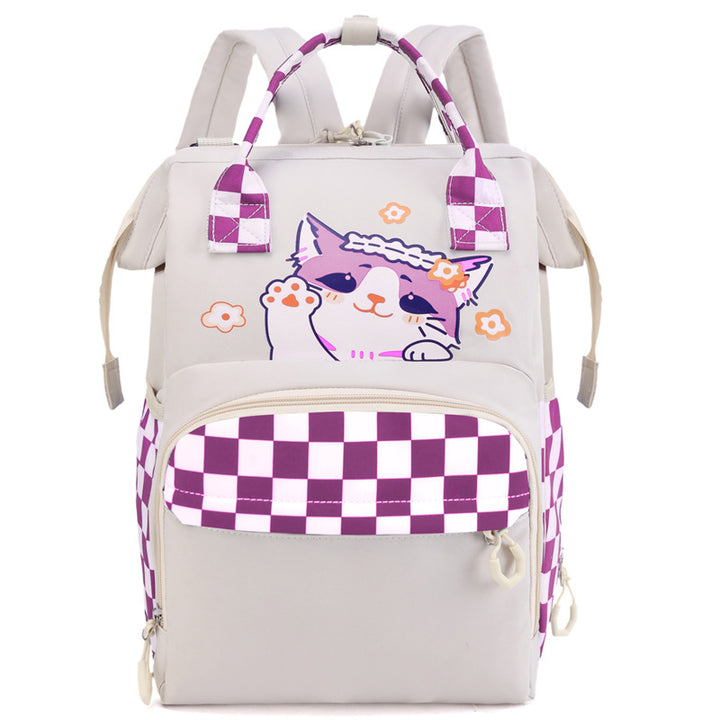 Playful Cat-Themed Multi-Pocket Backpack Stornfield
