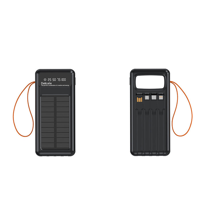 Solar Powerbank with Integrated Charging Cables and Digital Display Stornfield