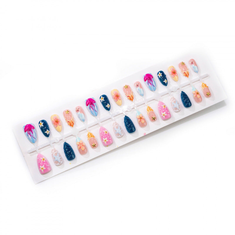 Artistic Coastal-Inspired Press-On Nail Set