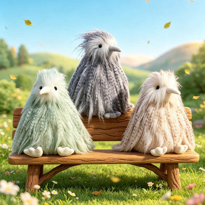 Long-Haired Faux-Fur Decorative Bird Plush Figurine with Soft Beak & Stable Base Stornfield