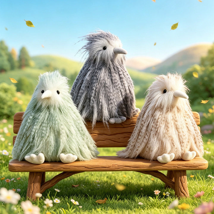 Long-Haired Faux-Fur Decorative Bird Plush Figurine with Soft Beak & Stable Base Stornfield