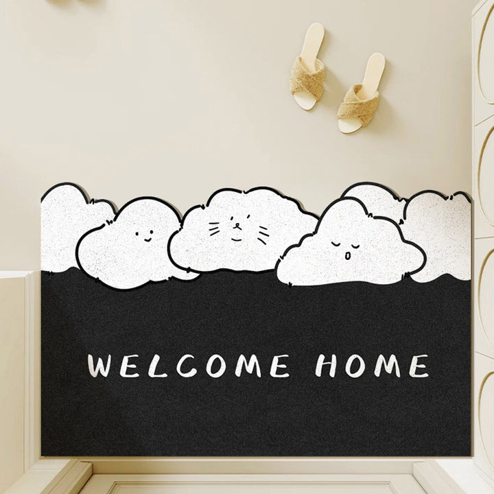 Playful Cloud-Themed Bath Mat