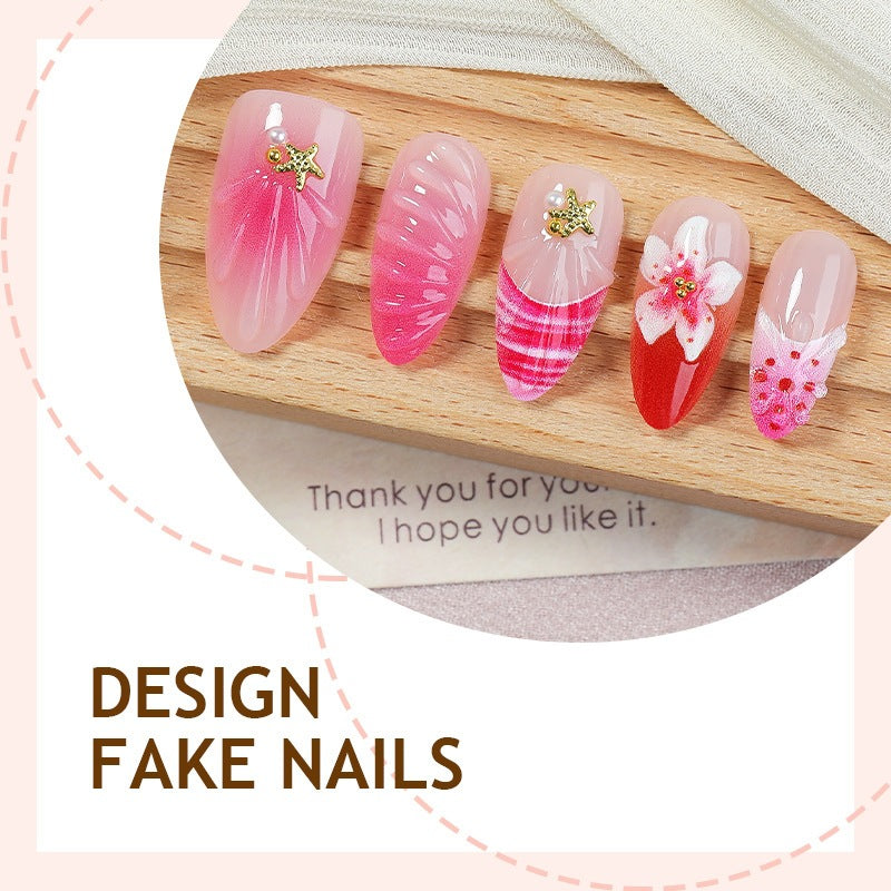 Acrylic nail set with luxurious glitter and flower accents Stornfield