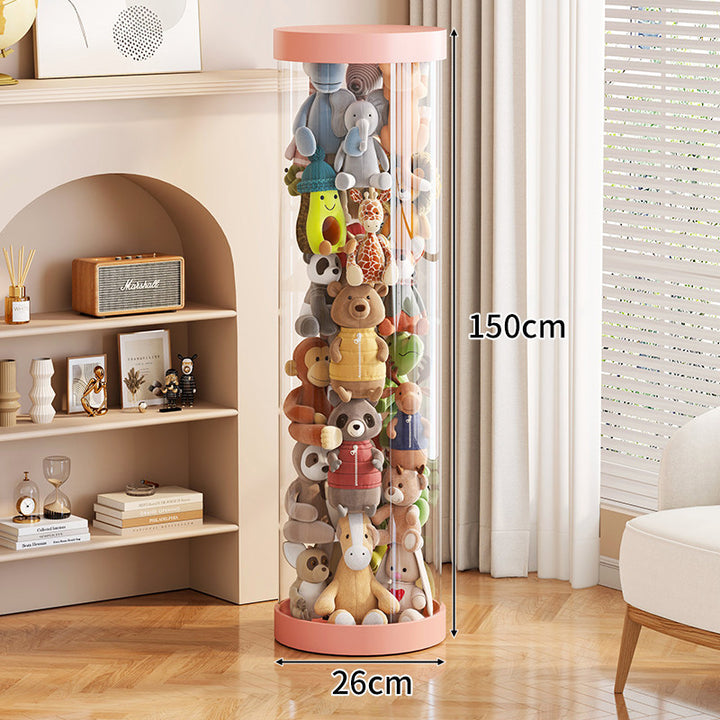 Tall Transparent Cylindrical Plush Toy Display & Storage Tower