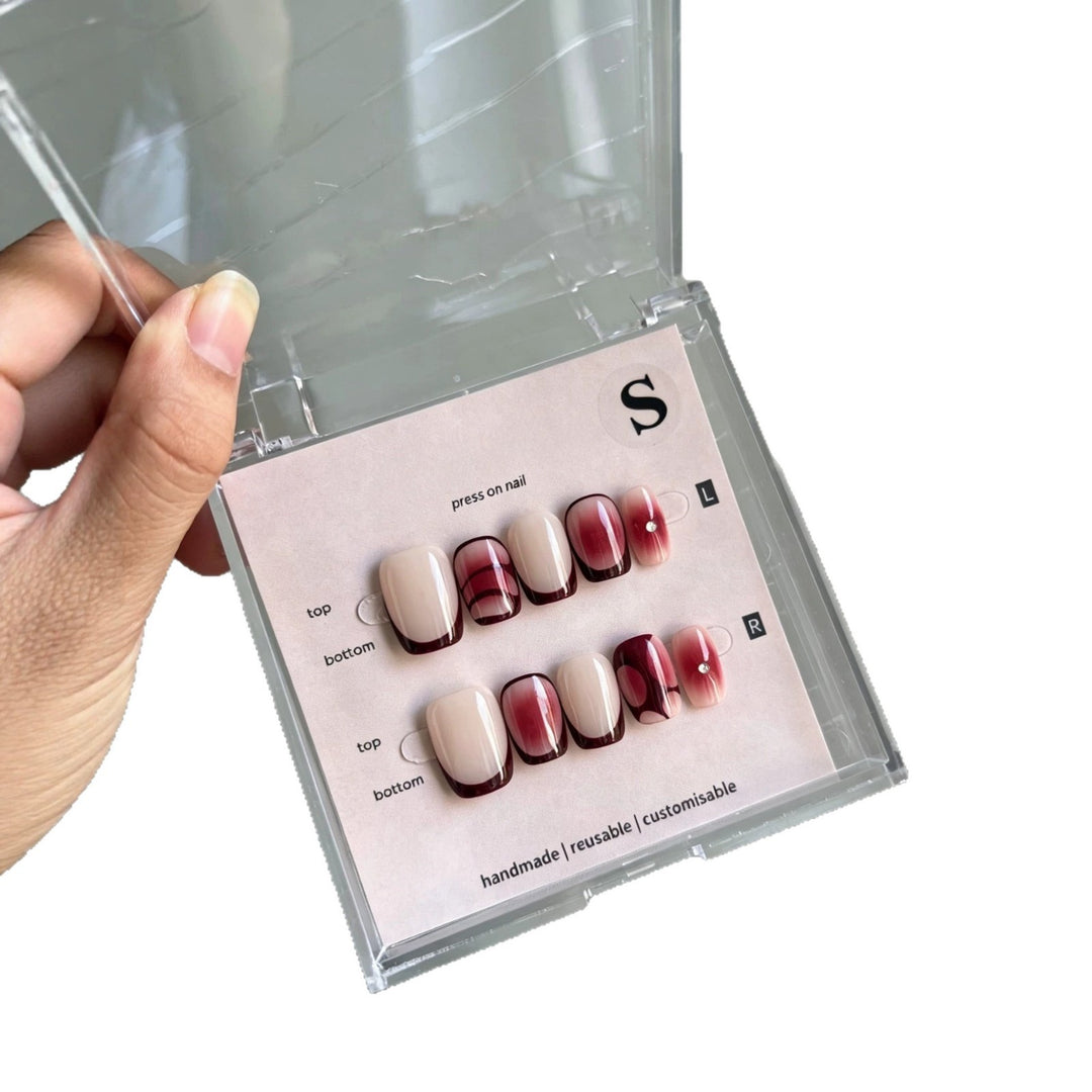Customizable Press-On Nail Set with French Tip and Stylish Gradient