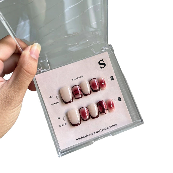 Customizable Press-On Nail Set with French Tip and Stylish Gradient