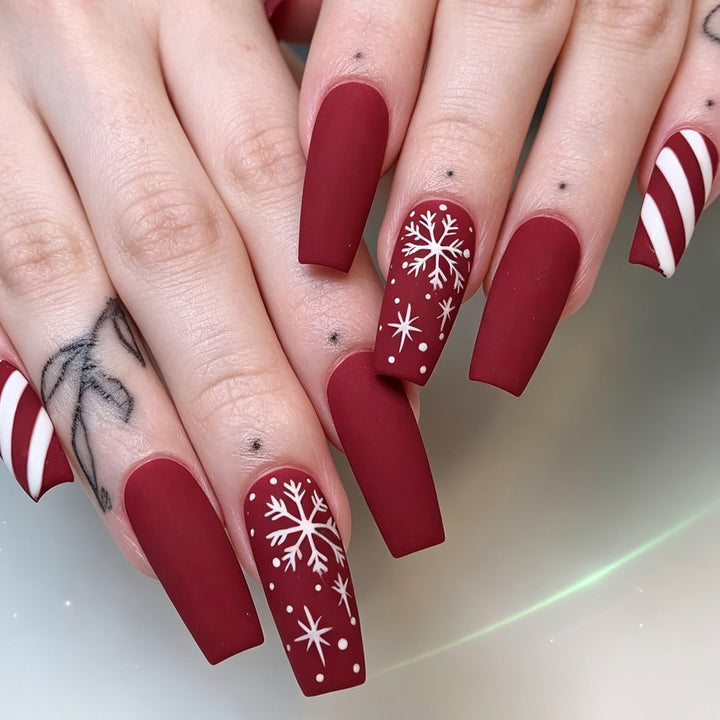 Festive Matte Acrylic Nail Art Stornfield
