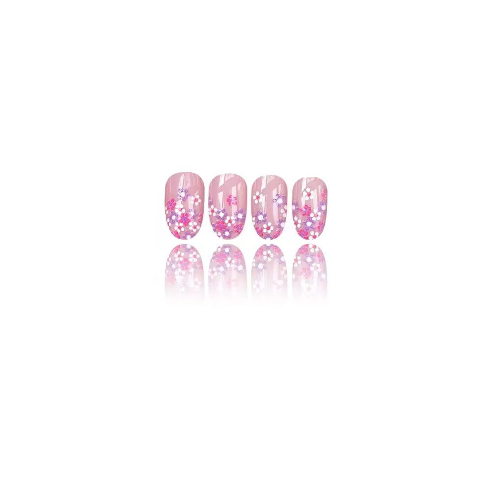 Nail set with floral design and sparkling accents Stornfield