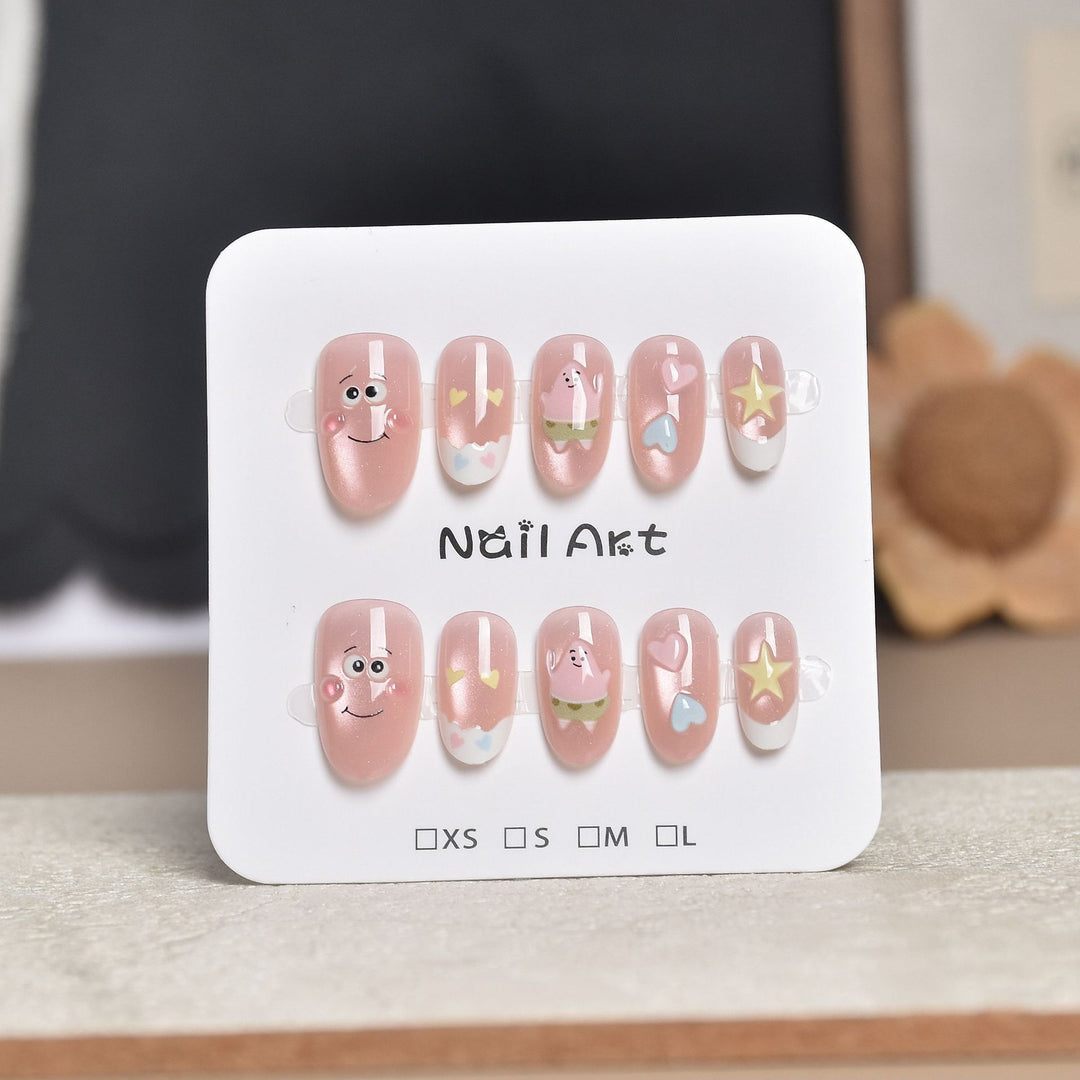 Decorative Press-On Nail Extensions with Floral Accents Stornfield