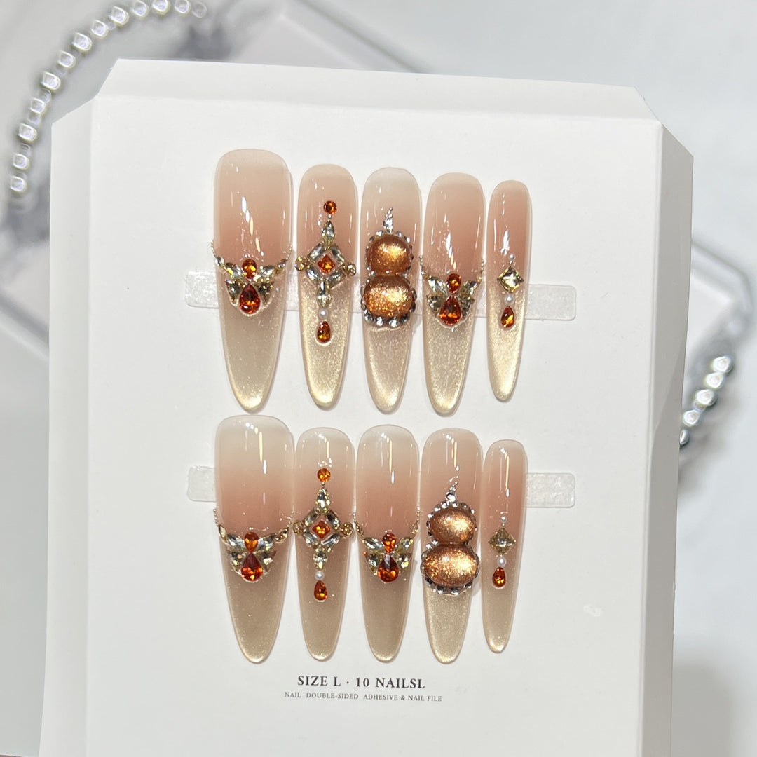 Decorative Stiletto Press-On Nail Set with Gemstone Accents Stornfield 1788224085