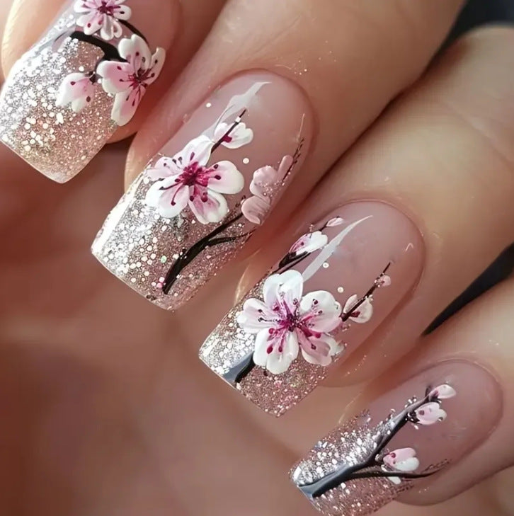 Artistic Floral French Nail Art Set Stornfield