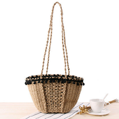 Braided Basket Bag with Pompons Stornfield
