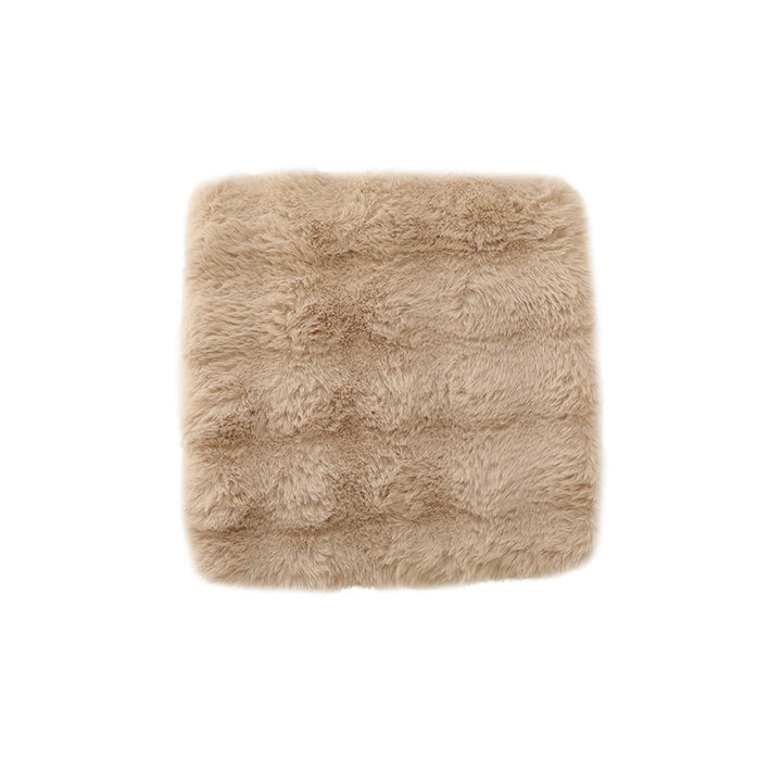 Square luxurious faux fur floor seat cover with dense long pile Stornfield