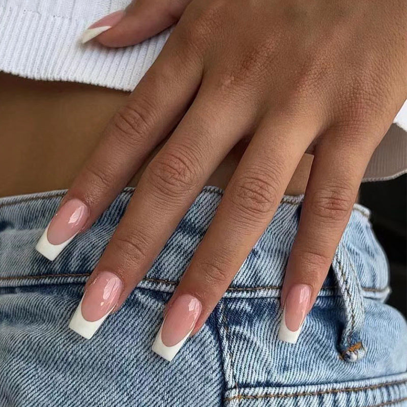 Elegant French Tip Press-On Nail Set Stornfield