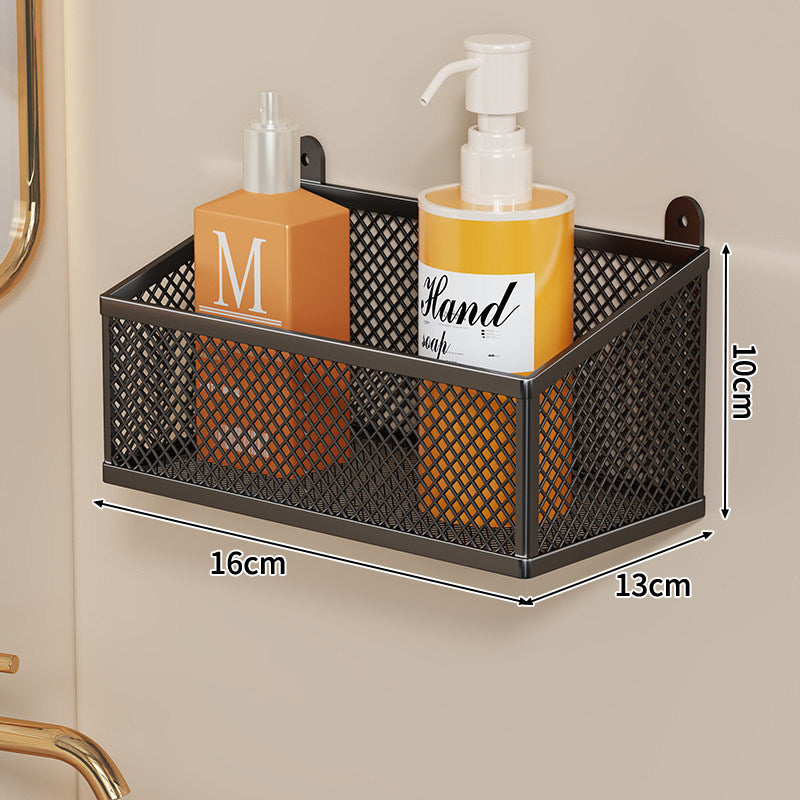 Wall-Mounted Metal Mesh Bathroom Storage Basket