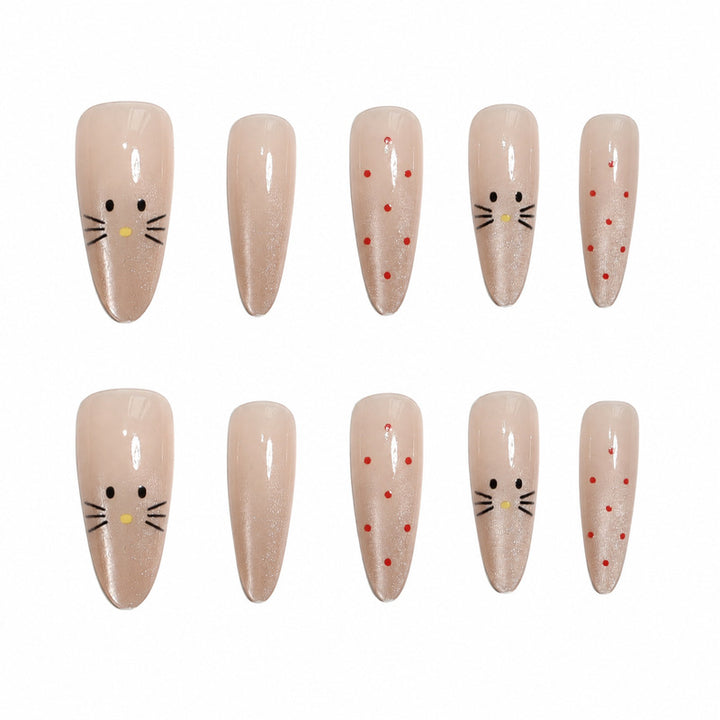 Premium artificial nails with playful cat pattern Stornfield