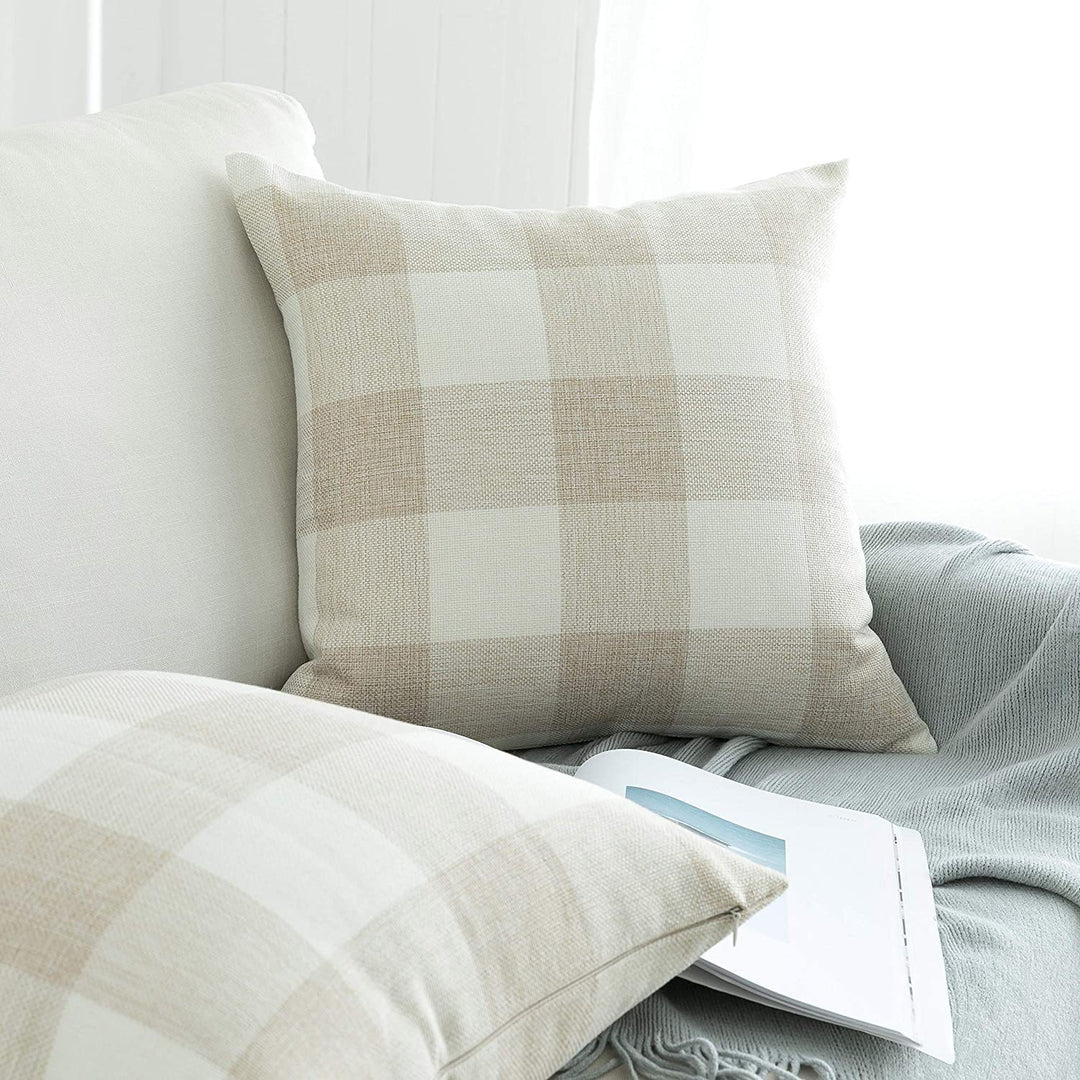 Buffalo Check Square Throw Pillow Covers with Hidden Zipper