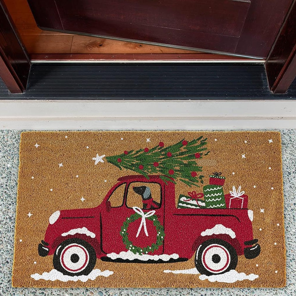 Holiday Theme Dog Design Welcome Mat