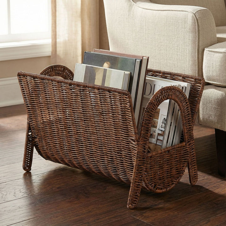 Stylish magazine holder made of woven material Stornfield