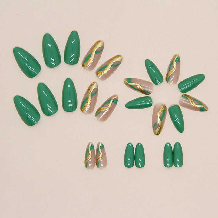 Glamorous artificial nails with elegant gold accents