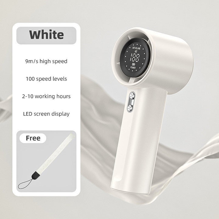 Cooling handheld bladeless personal fan with LED speed display and ultra-quiet brushless motor Stornfield