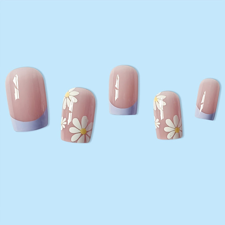Artistic Floral Acrylic Nail Extensions Stornfield