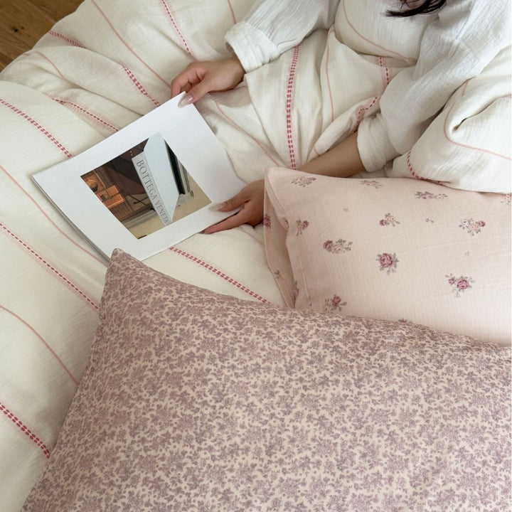 Cotton Gauze Striped Duvet Cover and Pillowcase Set