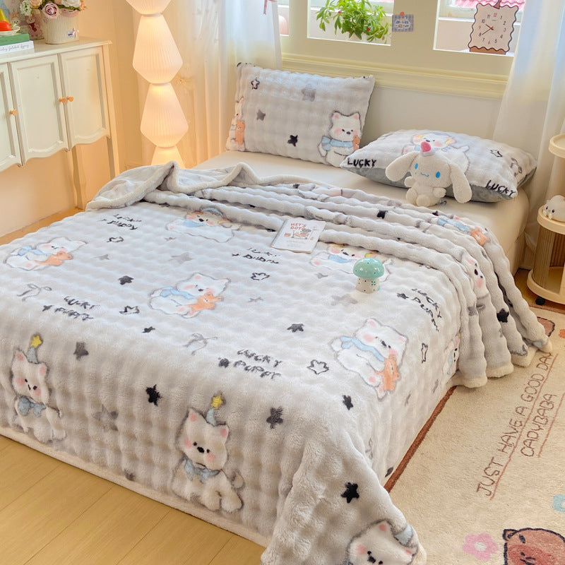 Soft Plush Heart Print Blanket