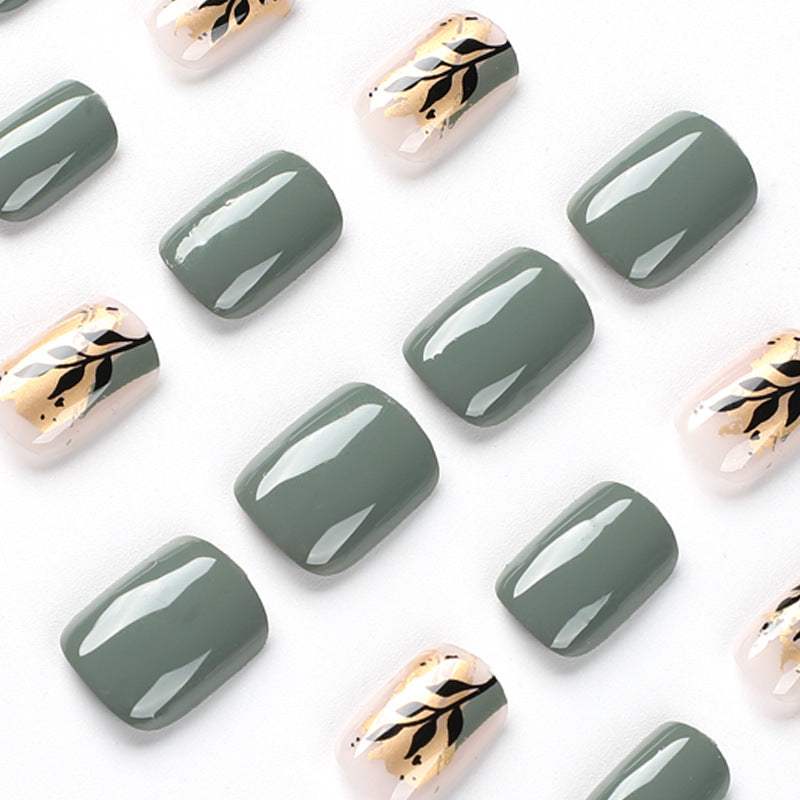 Artful Nail Extensions with Elegant Leaf Design Stornfield