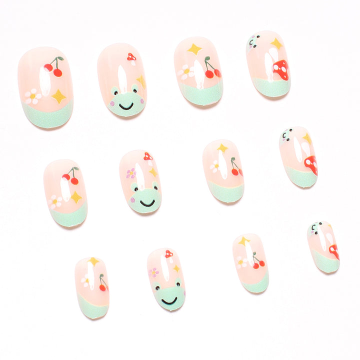 Artificial nail set with cheerful 3D designs and blooming accents Stornfield
