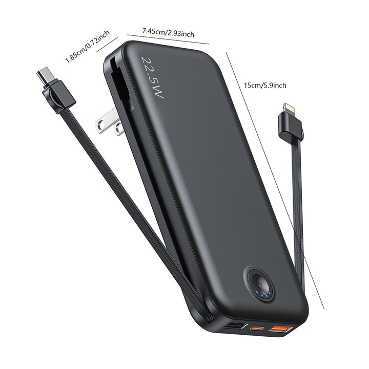 Powerbank with Integrated Wall Plug and Dual Charging Function Stornfield