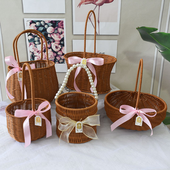 Chic Woven Handbag with Pearl Accent Stornfield