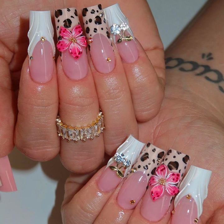 Artistic 3D Floral Press-On Nail Extensions Stornfield