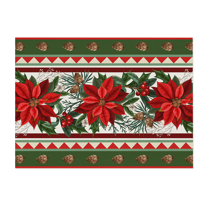 Festive Pinecone Star Holiday Indoor-Outdoor Doormat with Non-Slip Backing