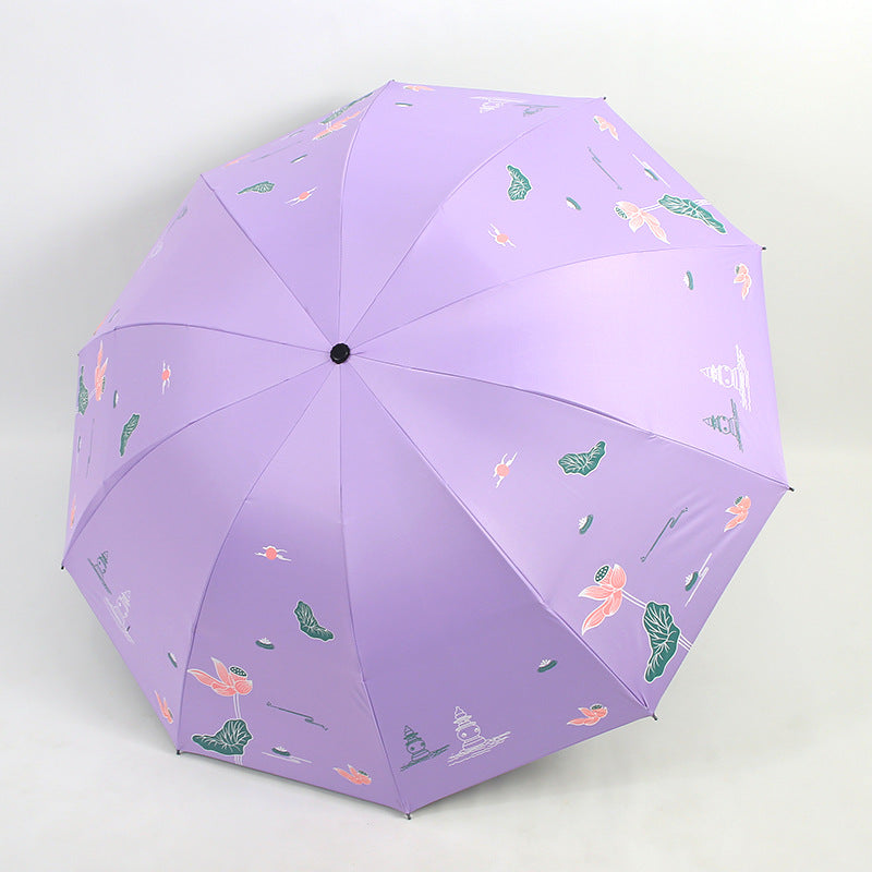Women Folding Umbrella with Floral Accents Stornfield