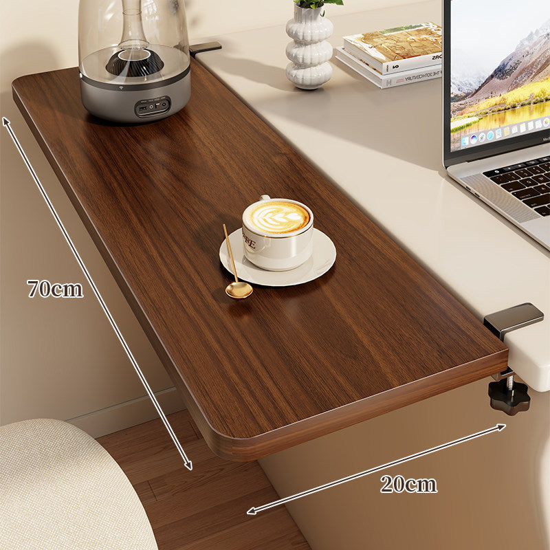 Clamp-On Side Desk Shelf Extender with Woodgrain Laminate Top and Adjustable Locking Clamp
