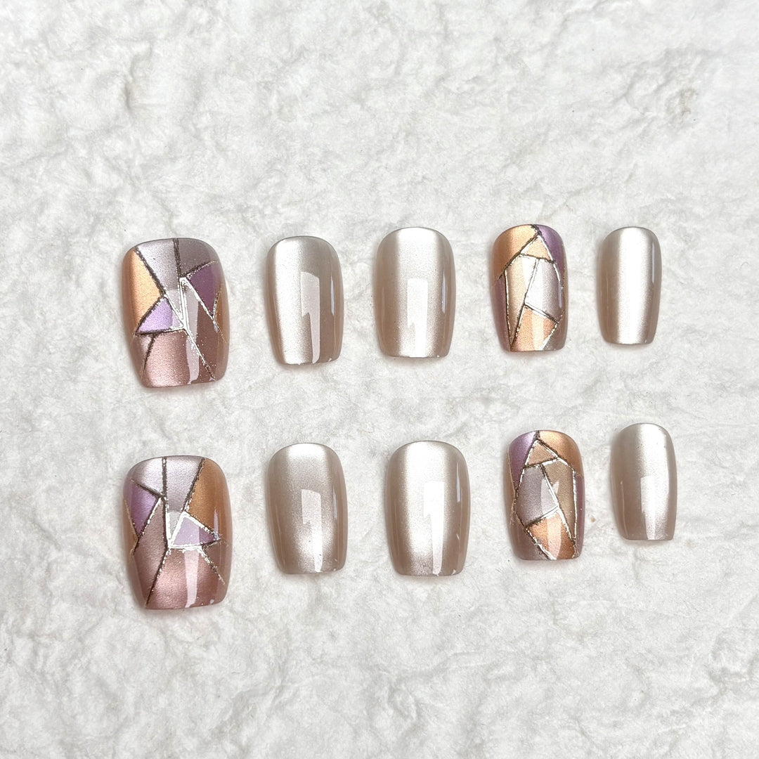 Geometric Design Press-On Nail Set