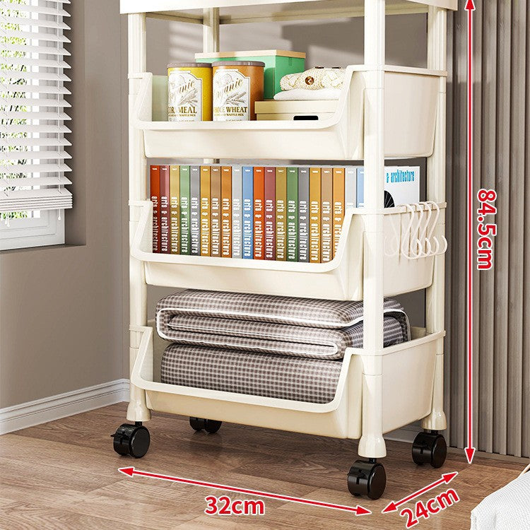 Compact Two-Tier Rolling Storage Cart with Removable Bins and Swivel Casters