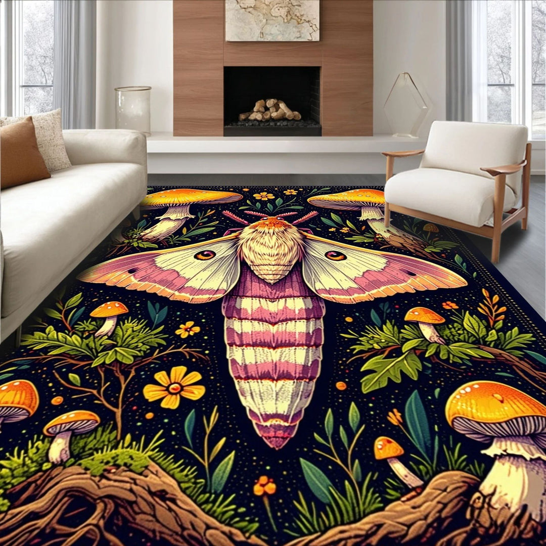 Plush Cherry-Patterned Area Rug