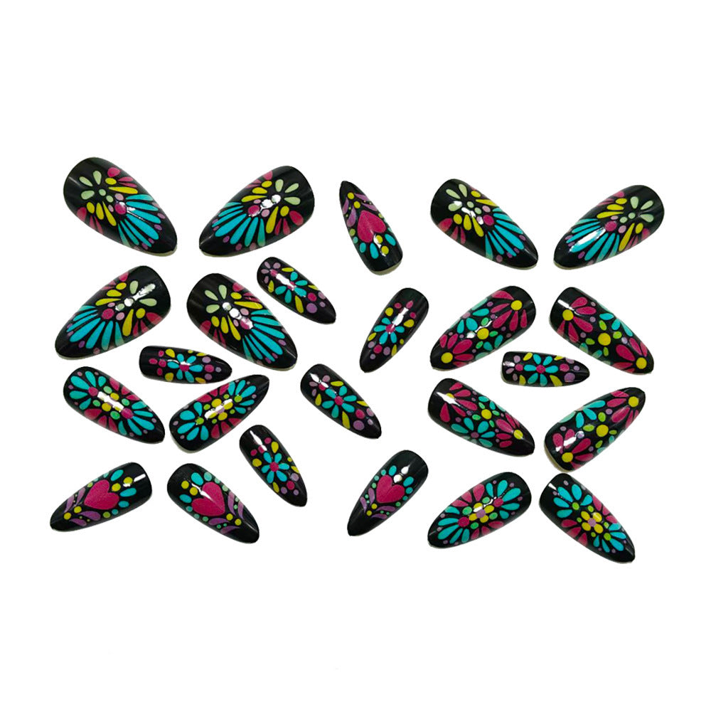 Artificials nails with colorful flower pattern Stornfield