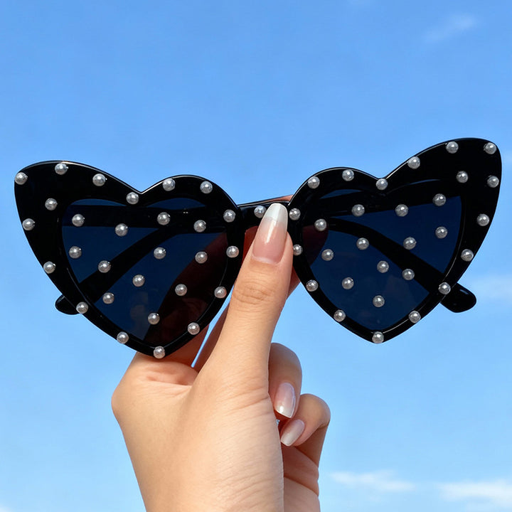 Pearl-Embellished Heart-Shaped Sunglasses Stornfield